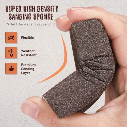 6 Pack 60 grit Sanding Sponges,Washable and Reusable Handmade Sandpaper Blocks,Versatile Sanding Blocks for Wood, Drywall Sanding Block, Metal dedusting&Drywall Sanding Sponge Pads - size: 6 Pack 60 grit