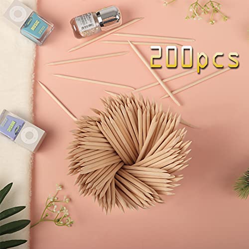 Orange Wood Sticks for Nails, Dual Ended, 4.5 Inch, 200 Pcs
