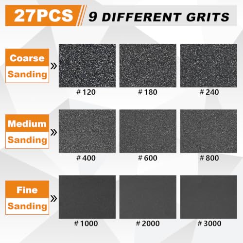 27 PCS 3x4 Inch Sanding Sponge, 600 Grit Sandpaper Pads Sanding Blocks Set - color: 600 Grit