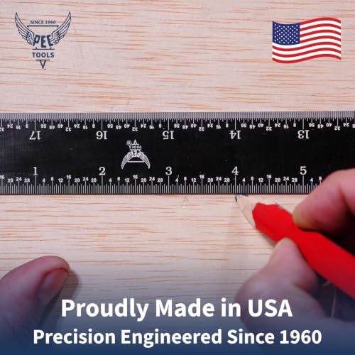 PEC Tools Metric Metal Ruler, 15CM, Made in USA - color: Black Chrome-Rigid, size: 150mm