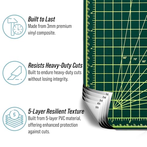 Adir Professional Self Reversible Healing Cutting Mat, 18 by 24-Inch, Green/Black - size: 24"L x 18"W