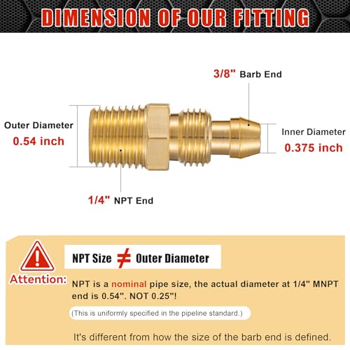 Premium Solid Brass 2PCS Reusable Replacement Fitting For 3/8-Inch ID Hose,1/4-Inch NPT Rigid - size: 2PCS 3/8 Inch