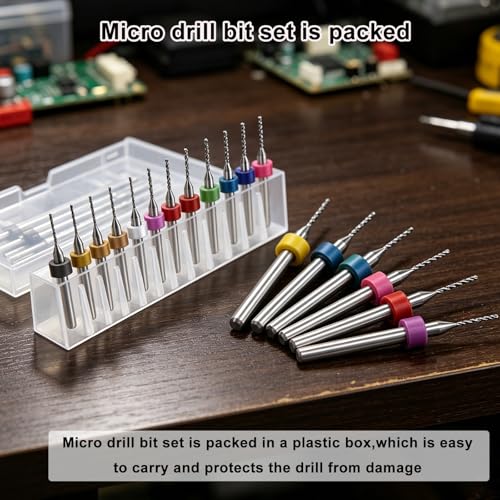 30pcs Micro Drill Bits Set for Most Rotary Tools,Spiral Flute 0.1mm-1mm Tungsten Steel Carbide mini PCB Drill Bits for Print Circuit Board,Stone Grinding,CNC Engraving,Jewelry Making etc - size: 0.1-1mm