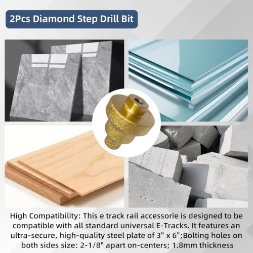 Diamond Step Drill Bit Set 20mm/35mm/50mm, Diamond Brazed Multi-Layer Chamfer Drill Bits with M10 Thread, Hole Opener for Tile, Concrete, Marble & Stone