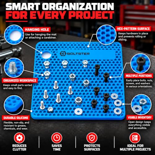 Boltster Original Silicone Fastener Organizer Tray, Blue - color: Blue