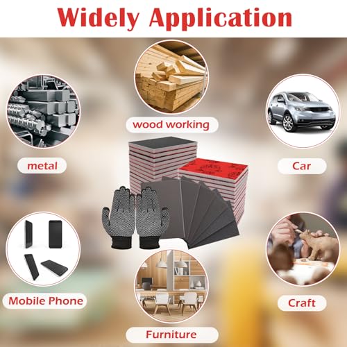 18Pcs Sanding Sponge Set with Gloves, 3 x 4 Inch