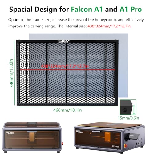 Skouphy Honeycomb Laser Bed for Falcon A1 Laser Engraver with Aluminum Panel,Suction Magnets, Honeycomb Platform for Laser Engraving and Cutter Machine (18.1 * 13.6 in)