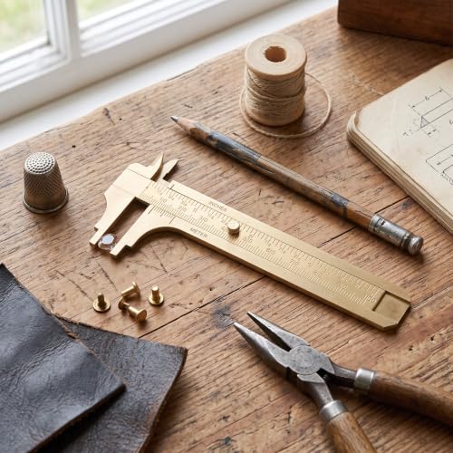 Sliding Gauge Vernier Caliper Ruler, Scale Vernier Caliper Solid Brass Sliding Gauge, mm/inch Handy Sliding Gauge Ruler Measuring Tool, Vernier Gauge Millimeters Tool for(Double