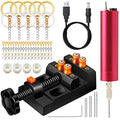 Electric Resin Drill Set,Pin Vise for Molds Jewelry Casting, YASPIT Anti-Skid Drill Press Vise, 210 PCS Keychain making Supplies, Precision Hand Drill Kit for DIY Keychains Jewelry Making