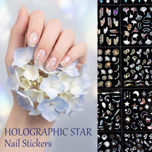 60 Sheets Aurora Nail Stickers for Nail Art, Star Art Stickers