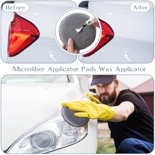 Tanlade 50 Pcs Microfiber Wax Applicator Pads 5 Inch, Grey - color: Gray