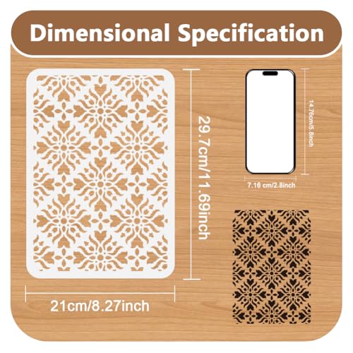 Square Damask Floral DIY Painting Stencils for Wall Home Decor - style: Damask A