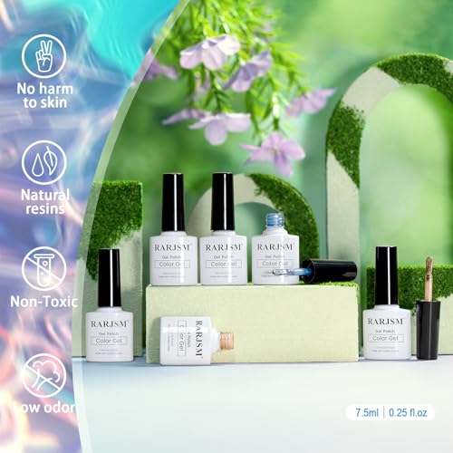 RARJSM Glass Jelly Cat Eye Gel Nail Polish Set 6pcs Reflective Sparkly Diamond Glitter Nude Pink Lake Blue Green Purple Clear Cateye Gelpolish with Magnet Stick 7.5ml Curing Requires for Home Salon - color: Fruit Color Cat Eye Set