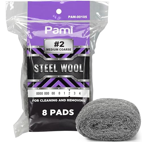 PAMI #2 Medium Coarse Steel Wool Pads,Non-Scratch Dish Scrubber,8-Pack - style: #2 - Medium Coarse