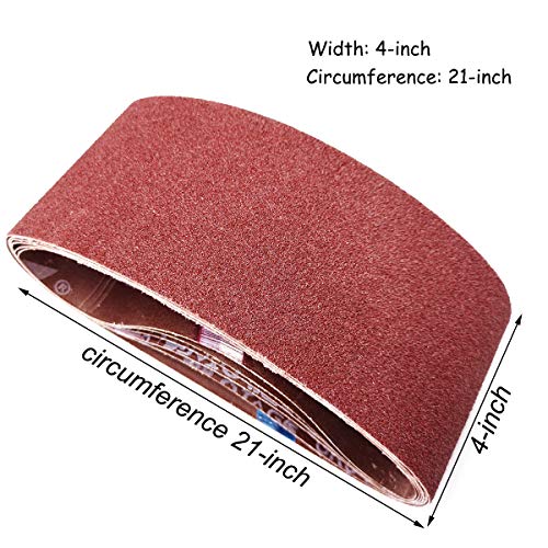 4 x 21 Inch Aluminum Oxide Sanding Belts Mixed Grits, 12-Pack - size: 4×21 inch