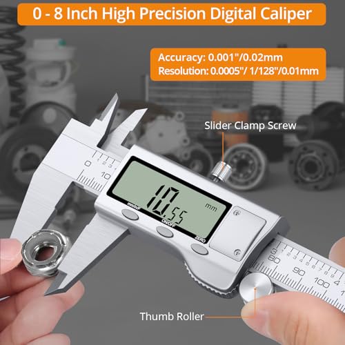 Neoteck 8inch/200mm Stainless Steel Digital Caliper and Feeler Gauge Set