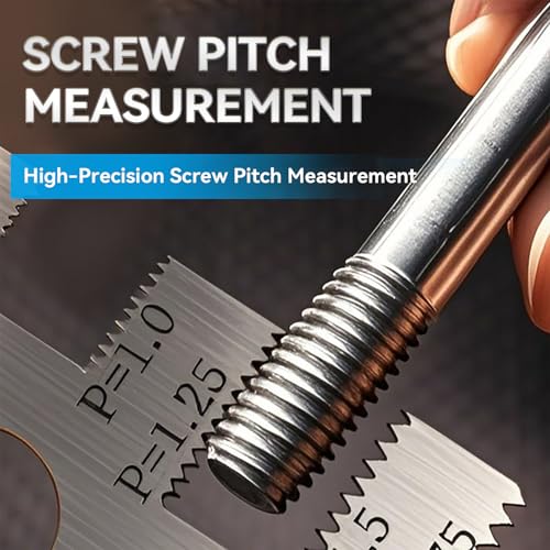 Stainless Steel Double-Sided Bolt Gauge Card,Thread Measuring Tool,Metric Thread Checker Portable Bolt Sizing Tools for Mechanics, Engineers, DIY Projects