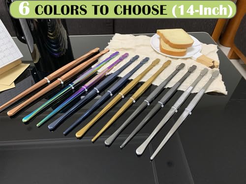 JETKONG 2 Pcs 14-Inch Culinary Tweezers Extra Long Food Tweezers Kitchen Tweezer Tongs for Cooking Grilling and BBQ (Rainbow) - color: Rainbow, size: 14+14 Inch