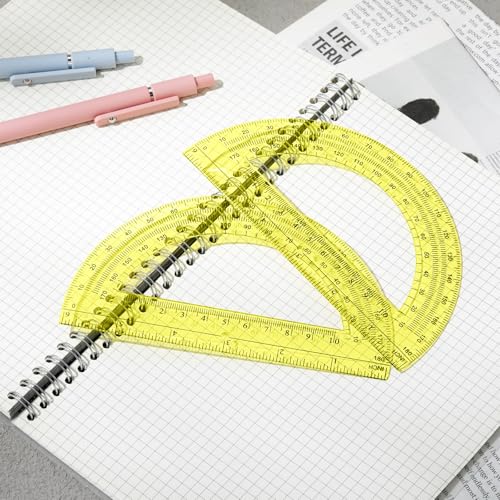 Zonon 2 Pcs 6 Inch Plastic Protractor 180° Math Protractors, Yellow - color: Yellow
