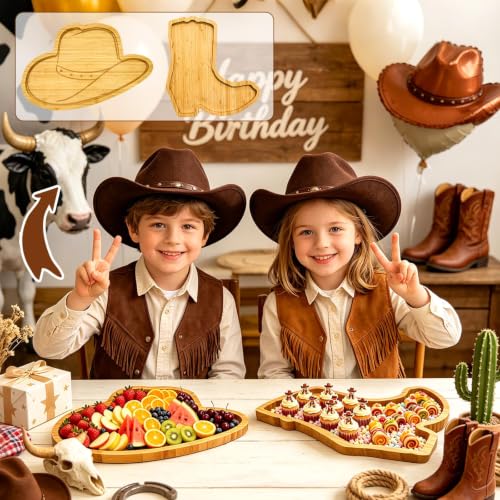 Western Birthday Party Decorations Wooden Hat Boot Charcuterie Boards Trays - color: Wooden Hat Boot