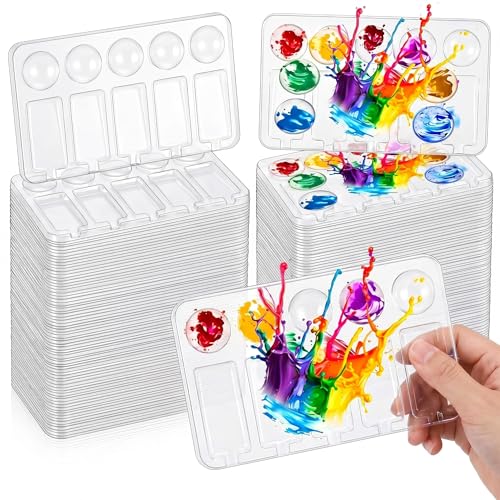 AmazingSpark 50 Pcs Paint Tray Palettes Disposable Rectangle Paint Trays - color: Rectangular, size: 6.1 x 3.54 in