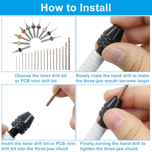 OSVJE 57 Pieces Micro Hand Drill Set, Black