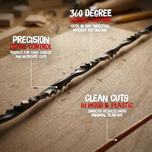 PRODIAMANT Spiral Fret Saw Blades 130mm Size 1 Fine, 12-Pack, Wood/Plastic