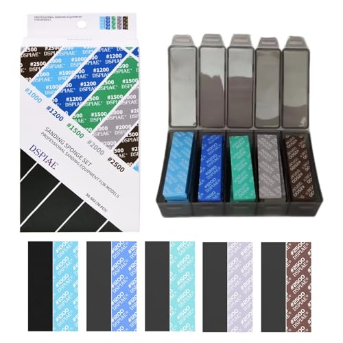 Soft Material Sanding Sponge Set Sandpaper Making Tool Kit Accessories for Dspiae Gundam GK Military Model (SS-S01)… (SS-02) (SS02(1000-2500#))