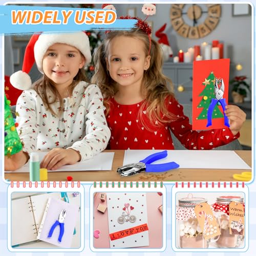 Modacraft 2-Piece 1/4" Hole Punch Set - Heart & Star Shapes, Soft-Grip Design for Scrapbooking, Card Making, Classroom & Office Use (Blue) - size: Heart + Star