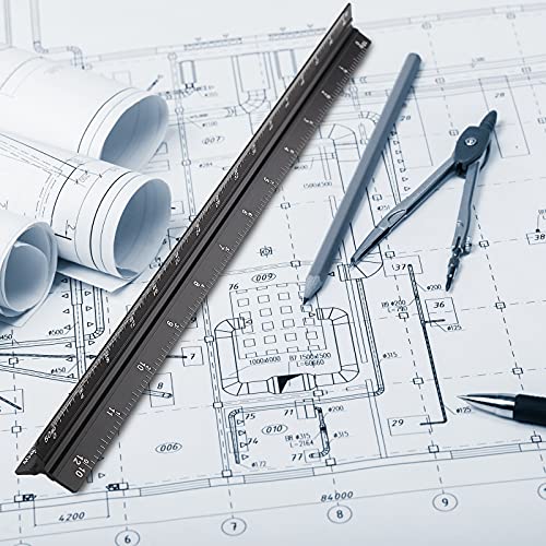 12" Engineer Scale Ruler Architectural Ruler Imperial, Black - color: Imperial Black