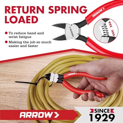 ARROW 7" Precision Wire Cutters, Precision Flush Cut Diagonal Pliers (Pack of 2) - size: 7 Inch (Pack of 2)