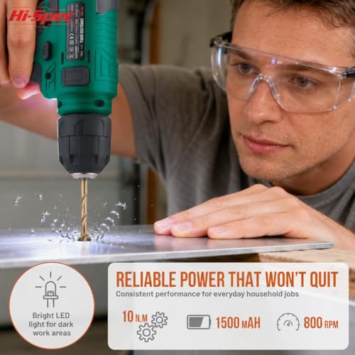 Hi-Spec 8V USB Power Drill Driver Bit Set with Hanging Kit for DIY, Green - color: Green