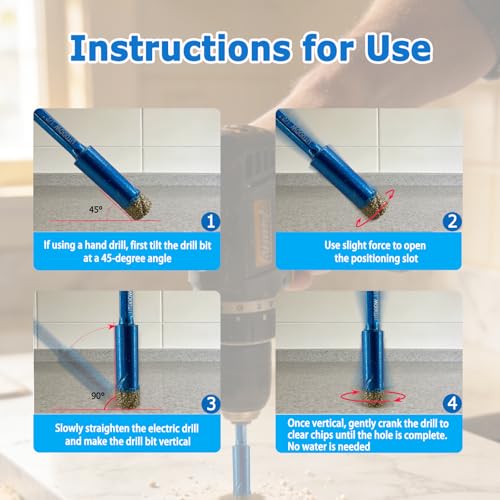 Tile Drill Bits,5 Pack Diamond Drill Bits for Ceramic(1/4"-1/2") - size: 5 Pcs 1/4"-1/2"