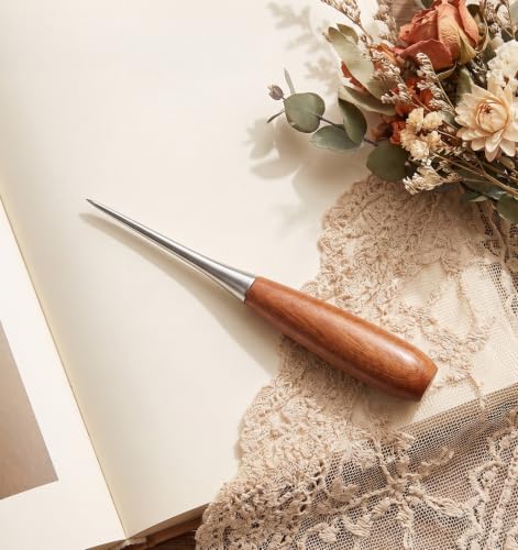 Scratch Awl, Leather Awl - Heavy-Duty 4.6In Steel Scribe Walnut Handle