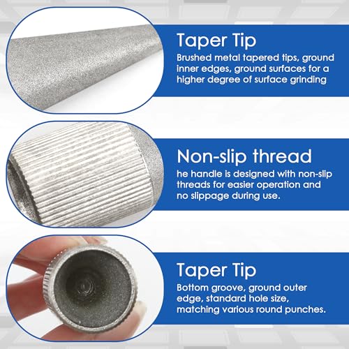 Leather Hole Punch Sharpener Emery Round Edge Grinder Polishing Polisher Tool for Handmade Manual DIY Crafts 3-16MM, Silver-Gray