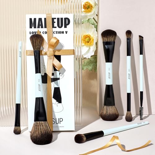 Jessup Makeup Brush Set 6pcs Double Sided Makeup Brushes for Face Eye T501 - style: T501-6pcs