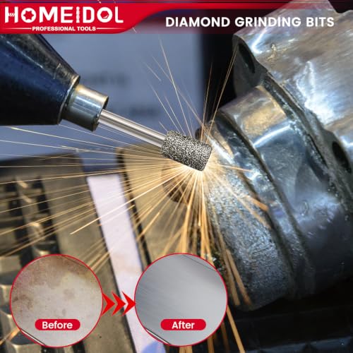 24PCS 46Grit 150Grit Diamond Grinding Bit for Dremel Bits 1/8" Shank - size: 46+150Grit 24Pcs 1/8'' Shank
