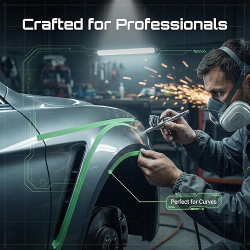 JINBING Automotive Fineline Vinyl Pinstripe Masking Tape Flexible for Curve Surface Paint Detailing Green 180feet /roll (1/8 inch) - size: 1/8 inch