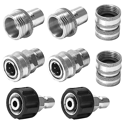 M MINGLE Pressure Washer Adapter Set, Stainless Steel Quick Disconnect Kit - color: Stainless Steel