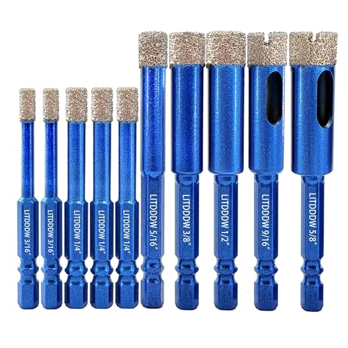 10-Pack Hex Shank Dry Diamond Drill Bits,7 Mixed Sizes 3/16"-5/8" - size: 10 Pcs 3/16"-5/8"