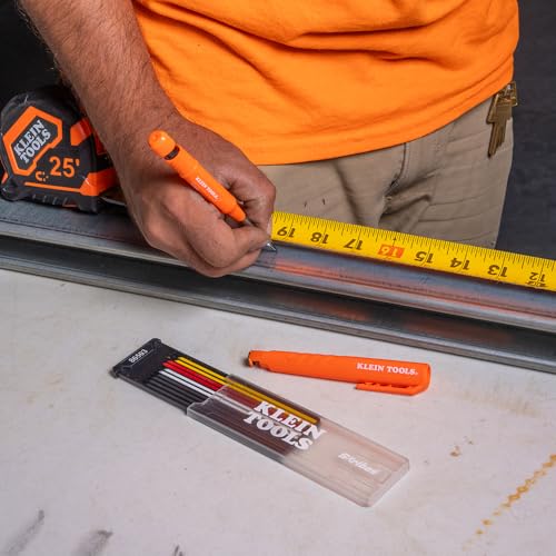 Klein Tools 86501 Skribes 2.8 mm Mechanical Carpenter Pencil with Built-In Sharpener, 4 Refills, and Deep Hole Marking for Woodworking and Construction - style: Carpenter Pencil