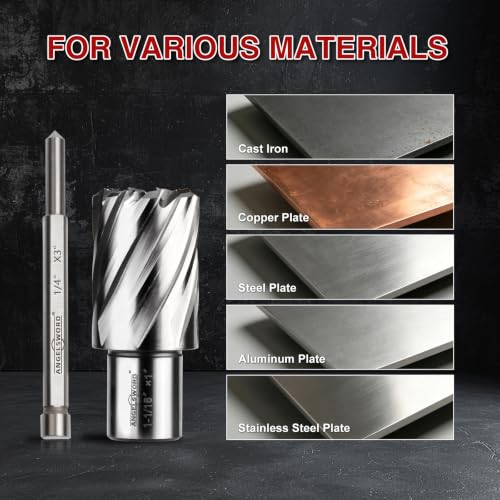 ANGELSWORD M2 HSS Annular Cutter,Diameter 1" x Depth 2",Mag Drill Bit - size: J. 1" Diameter, style: HSS 2" Cut Depth