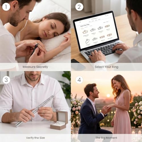 Ring Sizer Measuring Tool Set with Finger Sizer Mandrel, Ring Gauge for Jewelry Sizing, Silver, 4 Piece (Metal-4 Set)