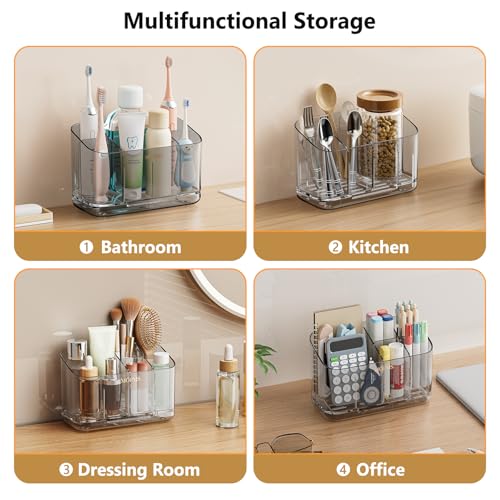 MOPMS Toothbrush Holders for Bathrooms with 5 Slots Adjustable Dividers - color: Grey