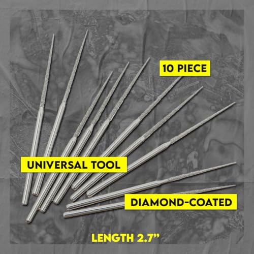 SE 10-Piece Diamond-Coated Tapered Bead Reamer Set - 2-¾ Inch Length, ⅛-Inch Shank, Compatible with Rotary Tools - Ideal for Jewelry Making, Crafts, and More - DF83611 - size: Small