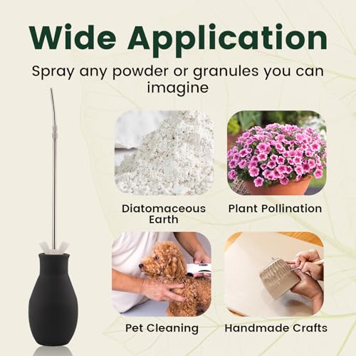 Diatomaceous Earth Powder Duster, Long Reach Bulb Duster with Telescopic Stainless Steel Nozzle (23/40/57 cm), Wall Void Duster for Deep Crevices, Indoor & Outdoor Dry Powder Application Tool - size: Extendable Model