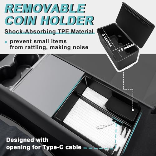 BestEvMod 5PCS Console Organizer for 2025 2026 Tesla Model Y Juniper(Black) - size: Juniper |5PCS Black