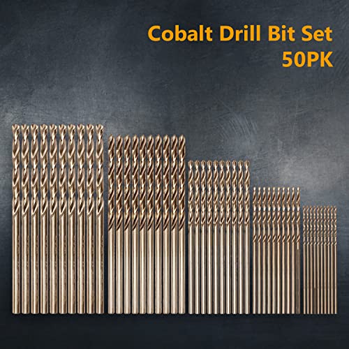 POWERTEC M35 Cobalt Drill Bit 1mm-3mm, 50-Pk HSS Twist Bits (QDB2104) - style: 50PK Metric Cobalt Drill Bits Set (1mm-3mm)