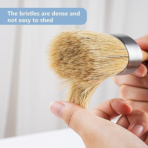 Mister Rui 3-Pack Chalk & Wax Paint Brushes Set, Round, Natural Bristle - size: 1.2"1.9"2.4"