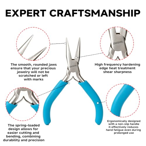 DESHIL 10 Pcs Jewelry Pliers Set for Jewelry Making, Wire Wrapping, Beading